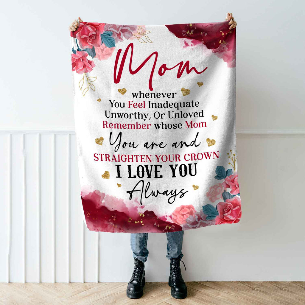 Mom Whenever You Feel Rose Fleece Blanket – Gifts for Mom from Daughter Son – Mothers Day Blanket Gifts for Mom – Mother Birthday Present