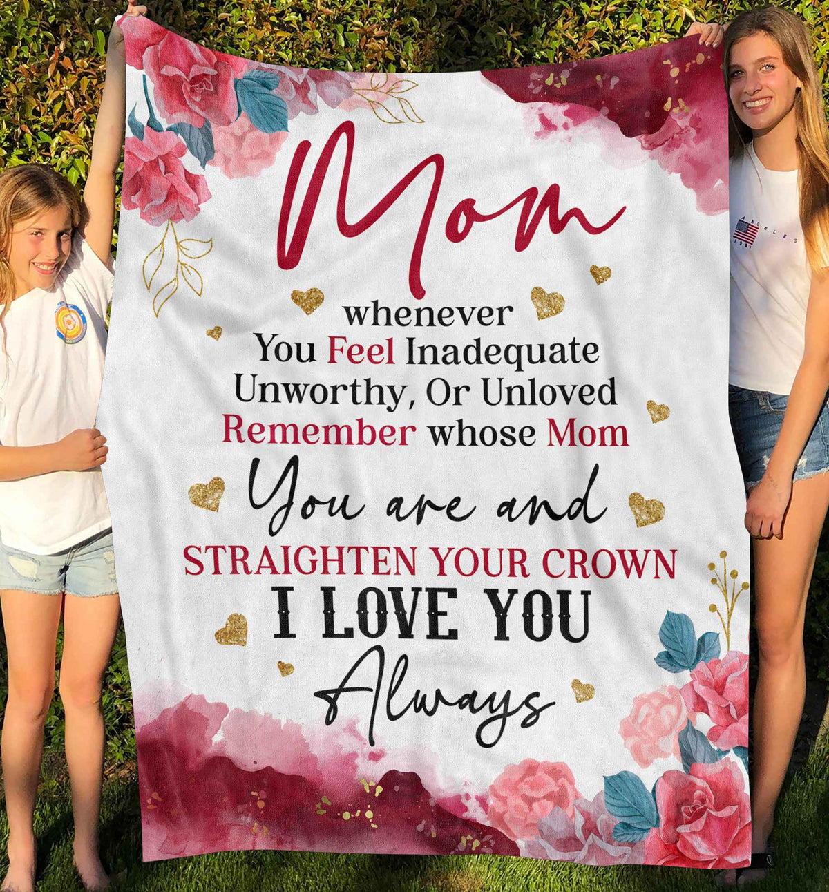 Mom Whenever You Feel Rose Fleece Blanket – Gifts for Mom from Daughter Son – Mothers Day Blanket Gifts for Mom – Mother Birthday Present
