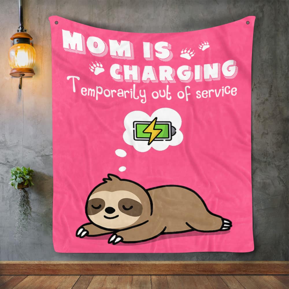 Mom is Charging Personalized Lazy Cute Blanket – Mother’s Day Gifts – Soft Blanket New Moms Gifts, Practical Blanket Throw for Napping Travel