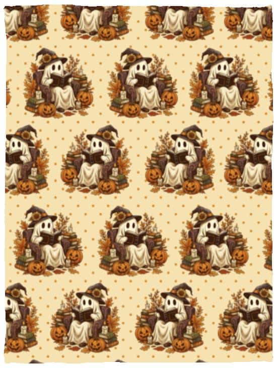 Halloween Ghost Book Funny Autumn Fleece Blanket – Sherpa Blanket
