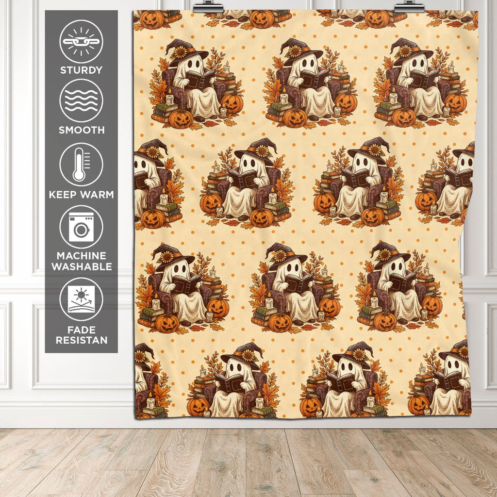 Halloween Ghost Book Funny Autumn Fleece Blanket – Sherpa Blanket