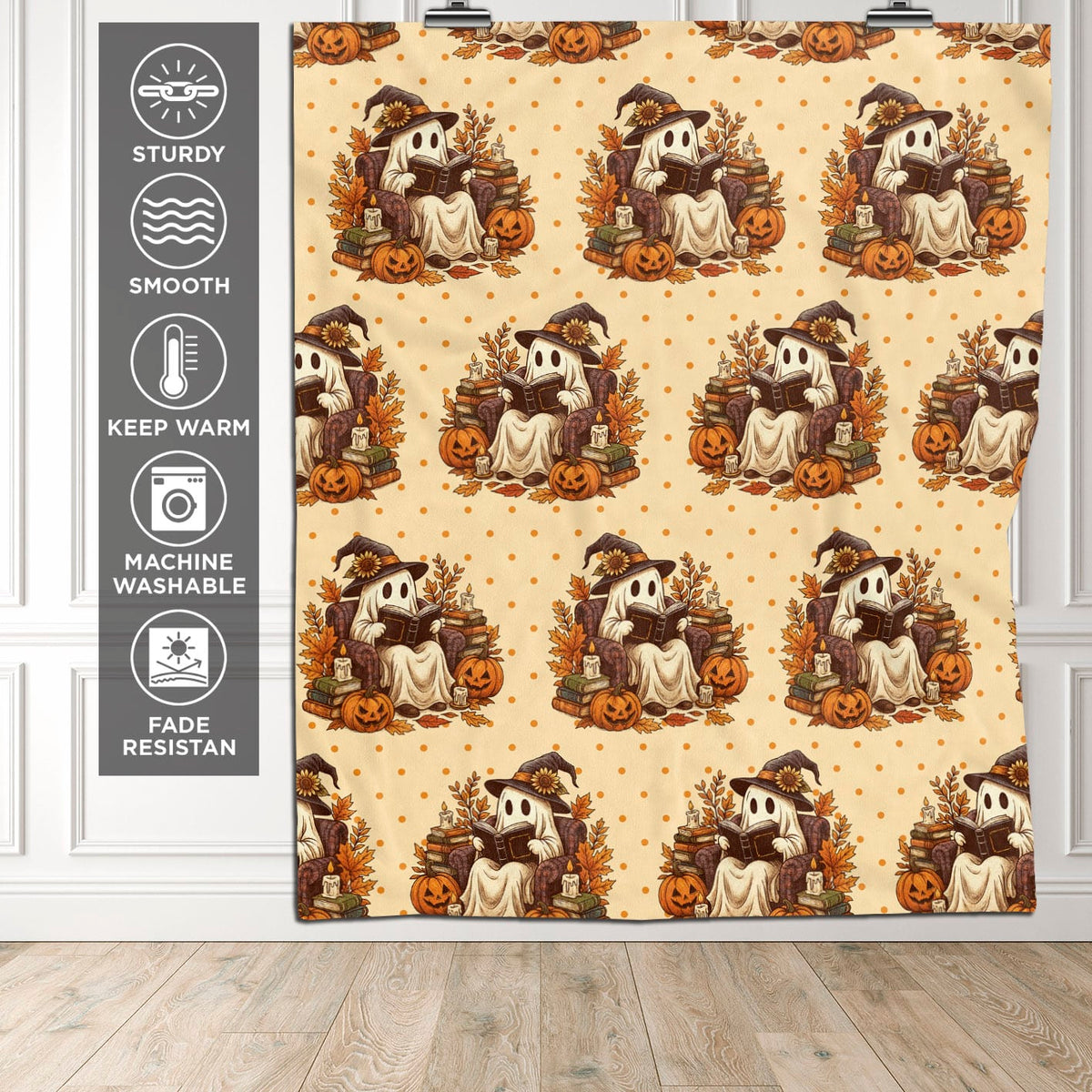 Halloween Ghost Book Funny Autumn Fleece Blanket – Sherpa Blanket