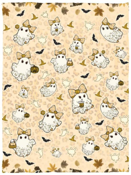 Halloween Boo Cute Leopard Fleece Blanket – Soft Ghost Throw Blanket