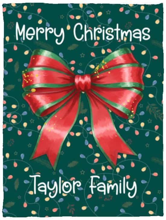 Personalized Family Christmas Fleece Blanket – Christmas Coquette Blanket – Family Name Gift, Kids Mom Christmas Gift