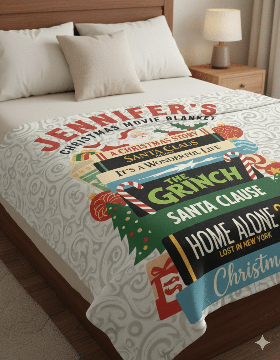 Personalized Name Custom Christmas Movie Throw Blanket – Sherpa Blanket
