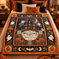 Personalized Halloween Family Blanket, Custom Family Name Haunted House Throw, Spooky Lives