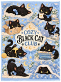 Cozy Black Cat Club Blanket, Cute Cat Lover Throw Blanket, Black Kitten Cozy Lifestyle Blanket, Gift for Cat Mom