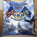 USA Navy Veteran Fleece Blanket – Mink Sherpa Blanket – Woven Blanket – Navy Military Gift For Veteran
