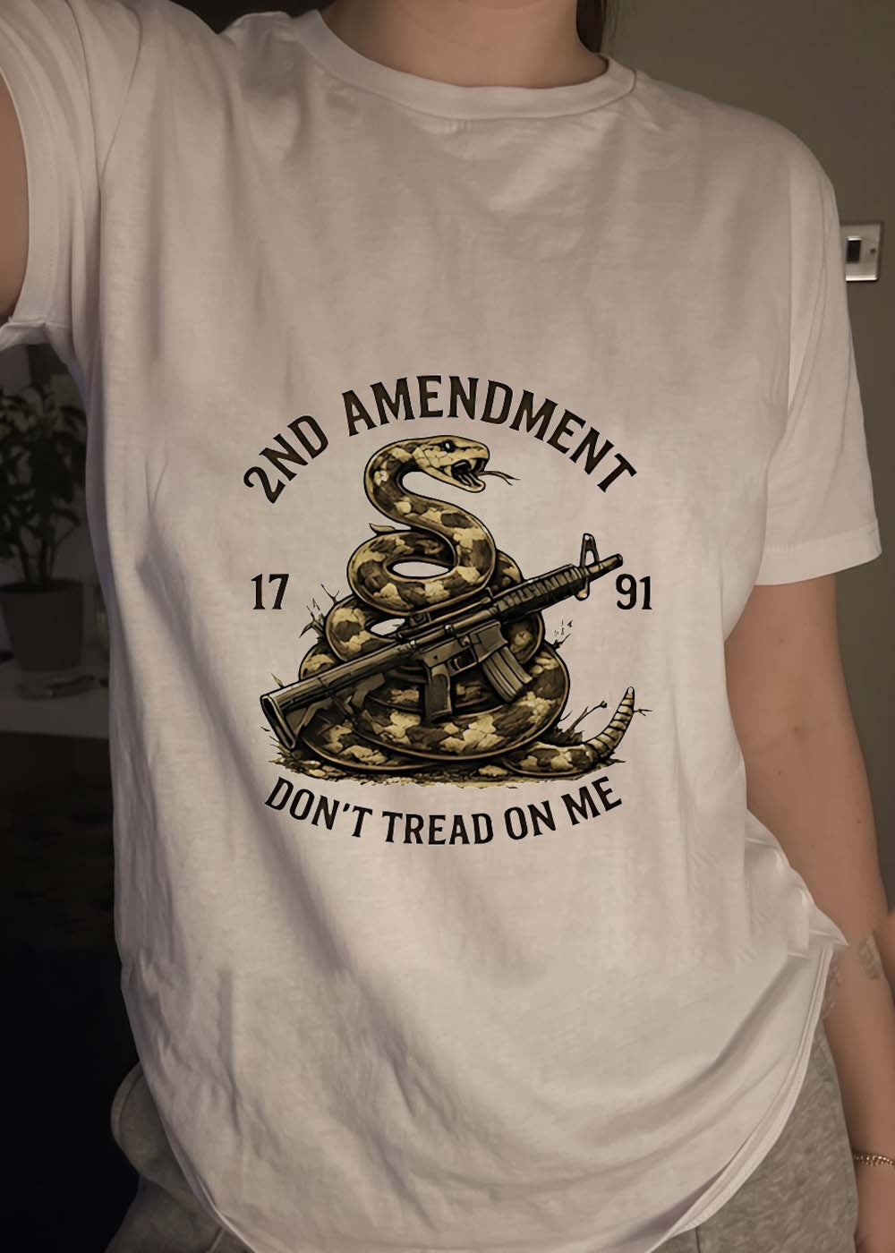 2nd Amendment 1791 Coiled Snake with Rifle Dont Tread on Me T-Shirt