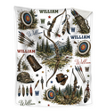 Personalized Archery Blanket, Custom Bow and Arrow Blanket for Boy, Woodland Hunting Nursery Decor, Toddler Blanket Gift