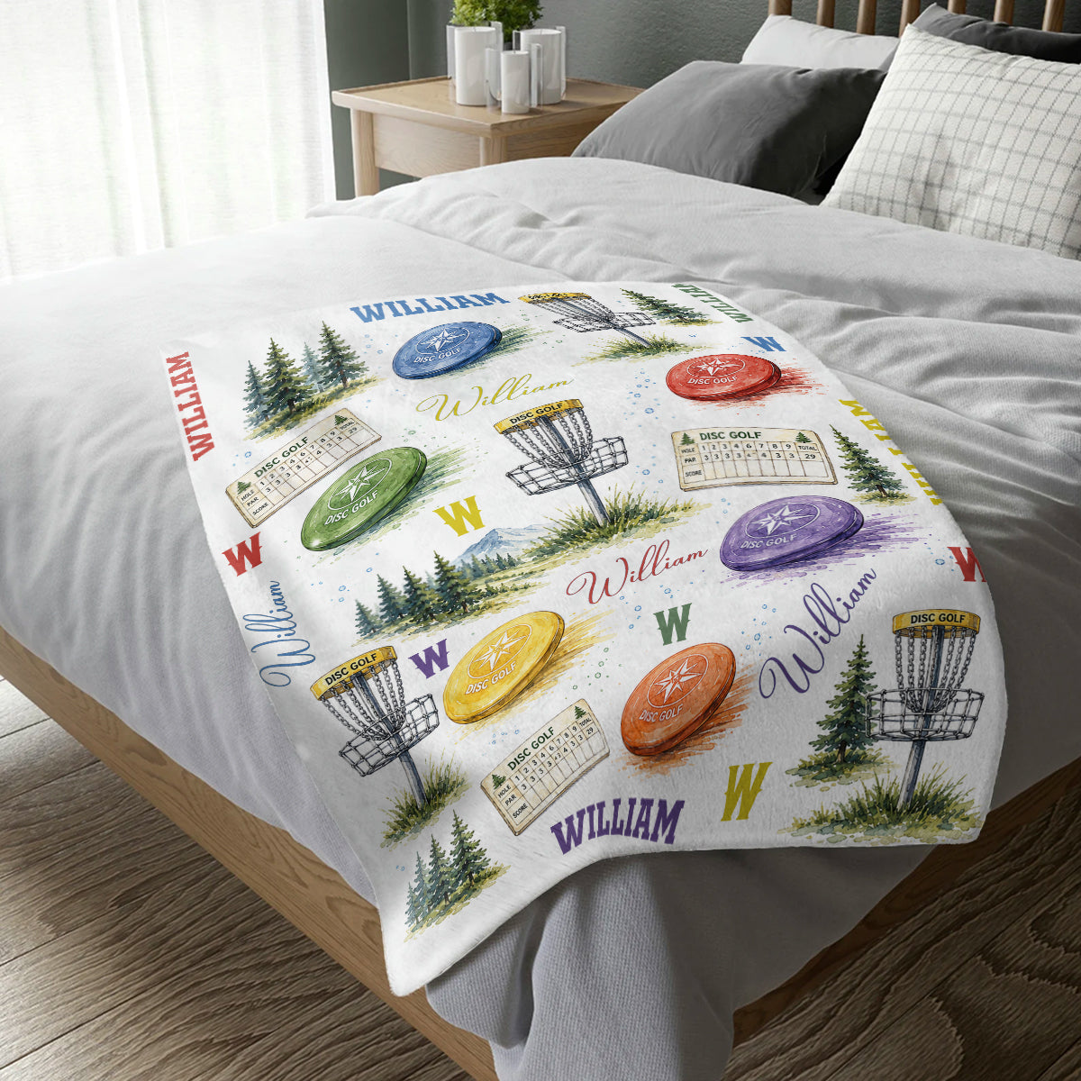Personalized Disc Golf Blanket, Custom Frisbee Golf Throw, Disc Golfer Gift for Him, Sports Name Sherpa Blanket, Outdoor Player Present
