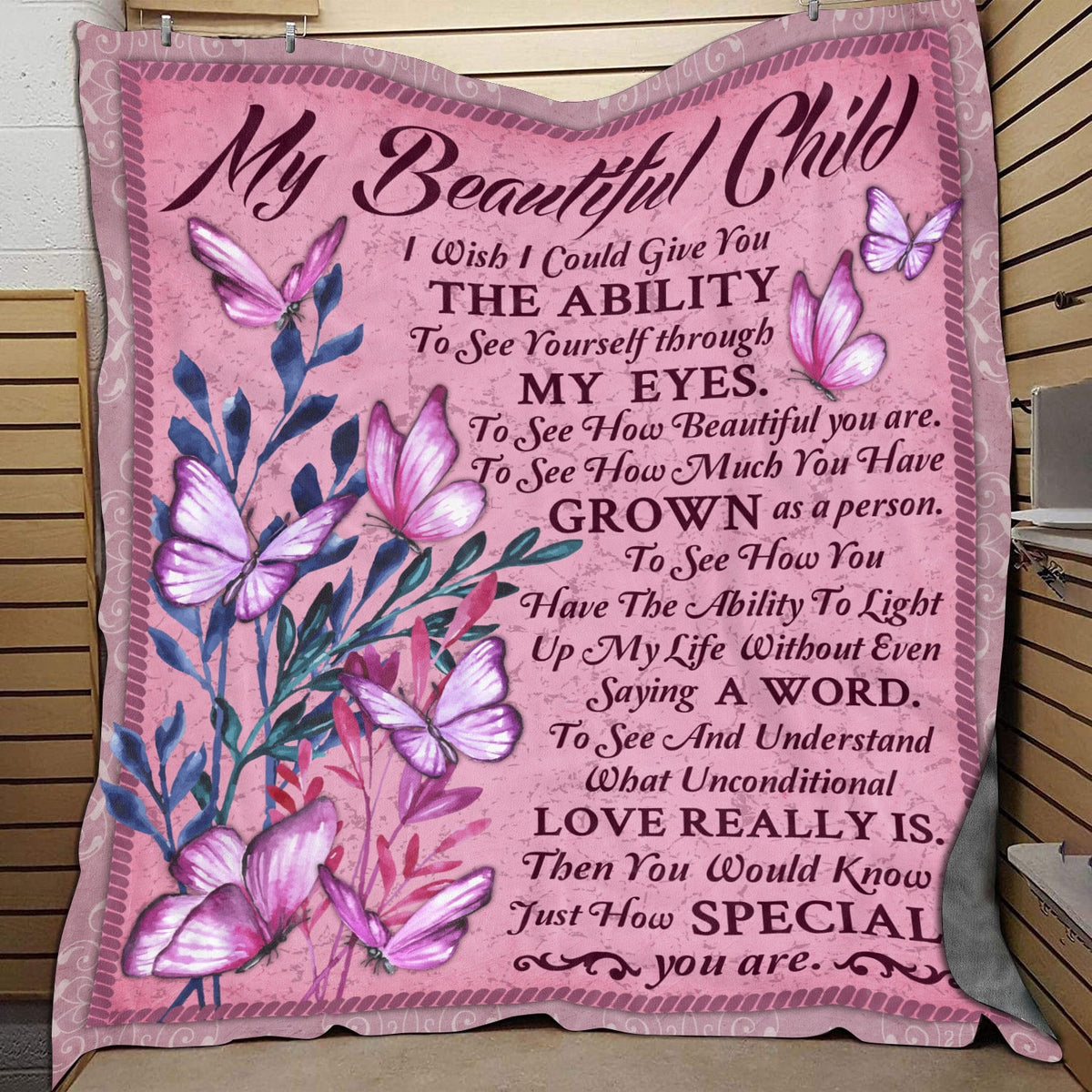 To My Beautiful Child Fleece Blanket – Mink Sherpa Blanket – Woven Blanket – Blanket Gift for Girls