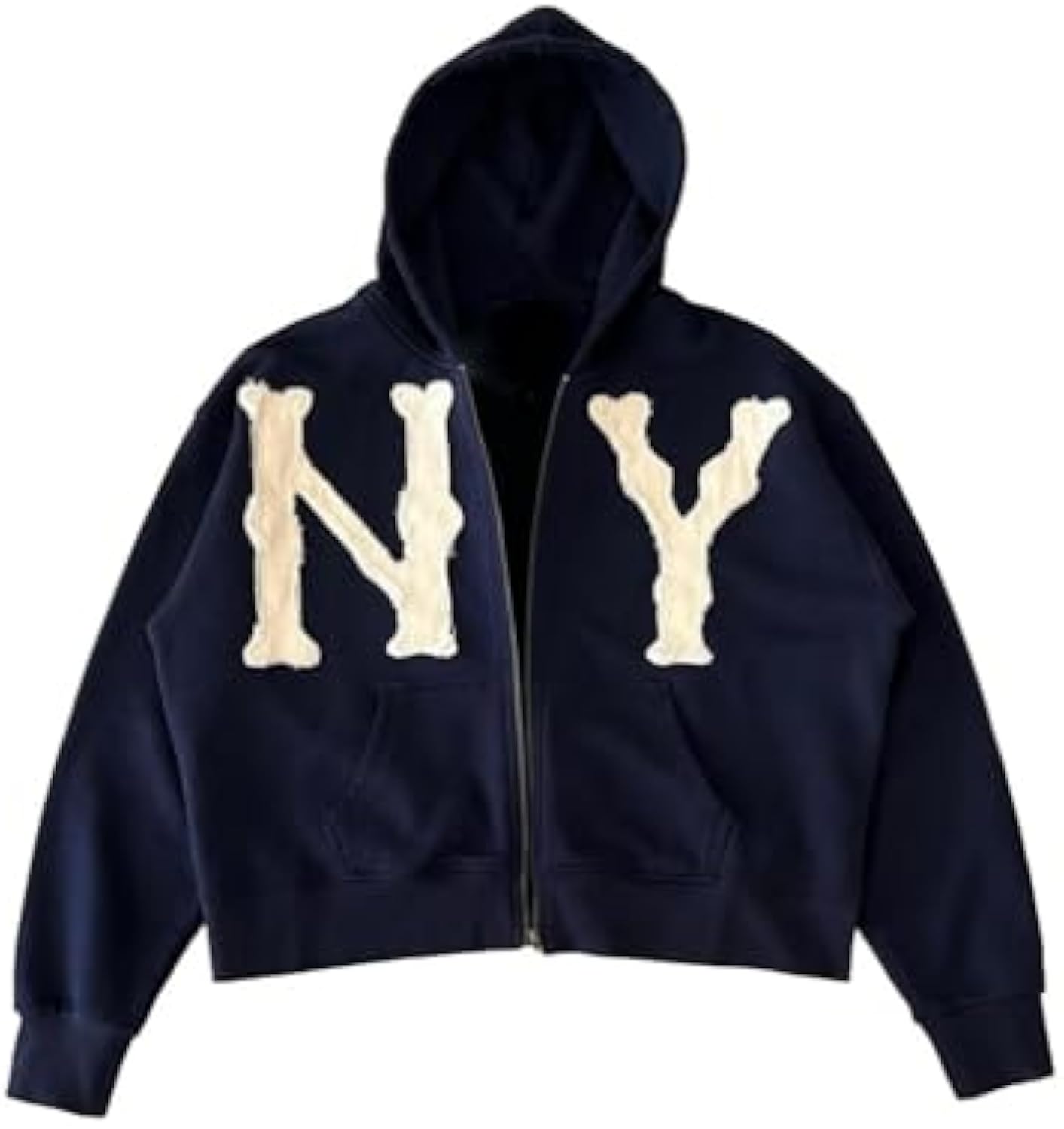 Unisex Letter Embroidery Trendy Hoodies Zip Up Graphic Hoodies Overszie Y2K Hip Hop Streetwear Harajuku Fashion