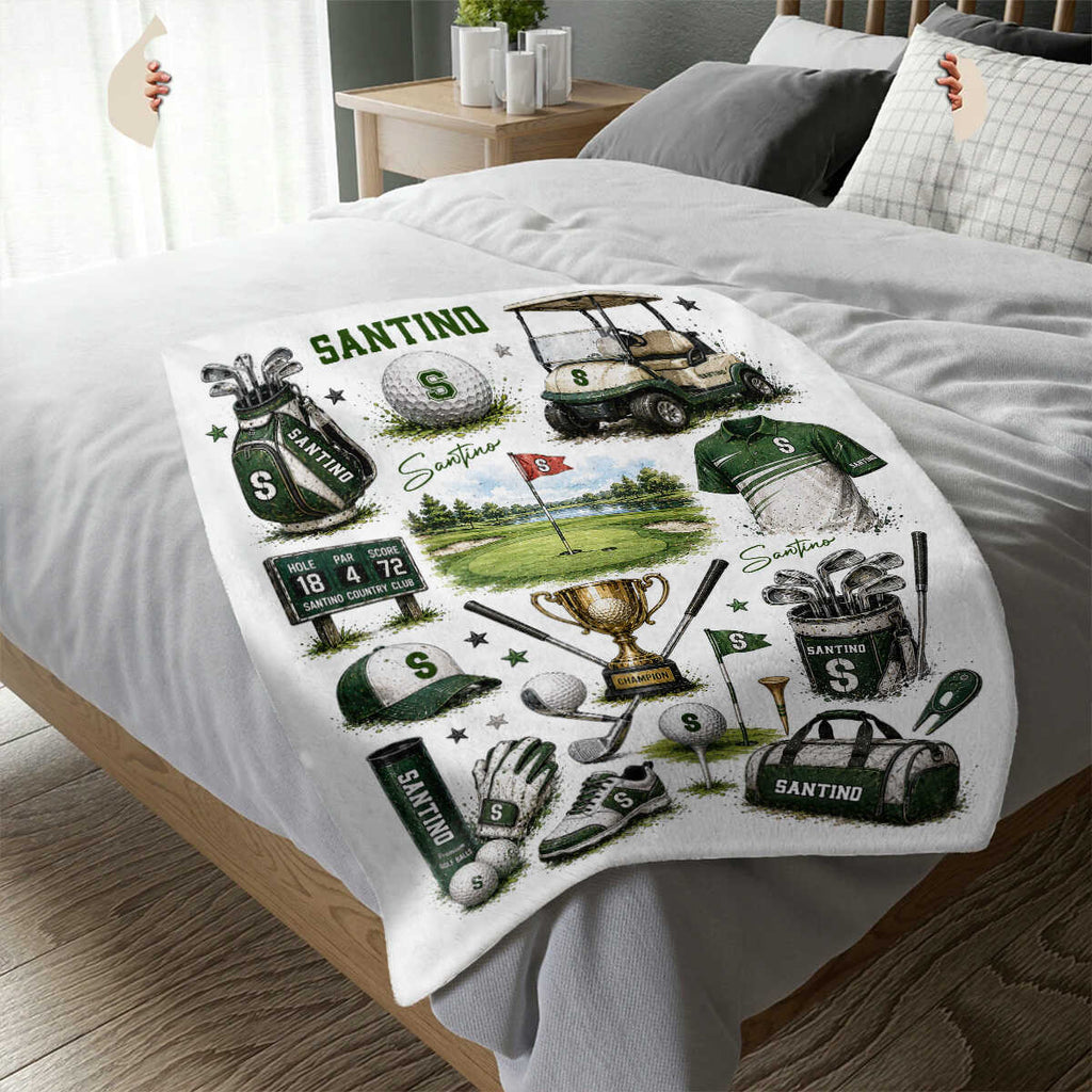 Custom Golf Blanket, Golfer Gift, Custom Golf Cart Blanket for Boy, Golf Course Nursery Decor, Kids Toddler Blanket