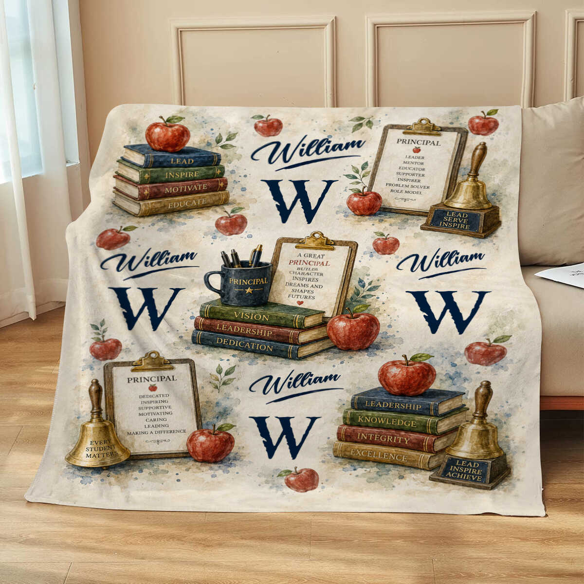Personalized School Principal Blanket, Custom Principal Gift, Principal Appreciation Gift, End of Year Teacher Gift, Assistant Principal