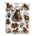 Personalized Horse Blanket, Custom Name Equestrian Blanket, Floral Horse Blanket for Girls Kids, Western Cowgirl Throw, Horse Lover Gift