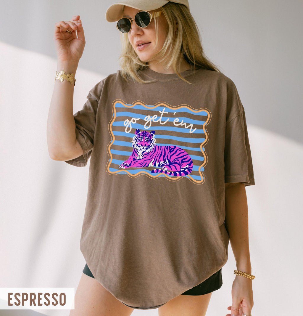 Comfort Colors Go Get Em Tiger Colorful Retro Striped Tiger Tee (5)