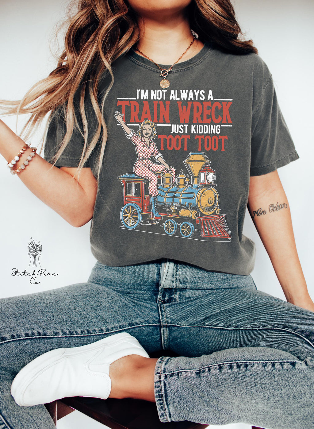 I'M Always Train Wreck Vintage Retro Woman Casual Statemen (5)