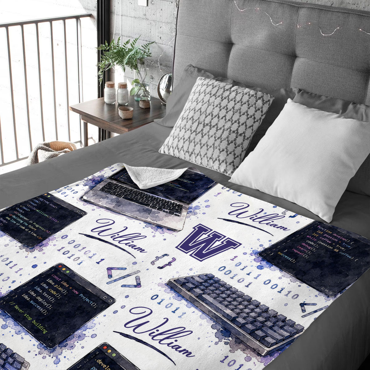 Personalized Software Engineer Blanket, Custom Programmer Gift, Coding Blanket with Name, Computer Science Gift, Developer Gift for Him