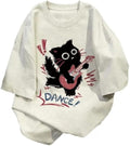 Women Vintage T-Shirt Y2K Cat Graphic Harajuku Tee Tops Summer Emo Grunge Oversized Streetwear Preppy Gothtic Clothes