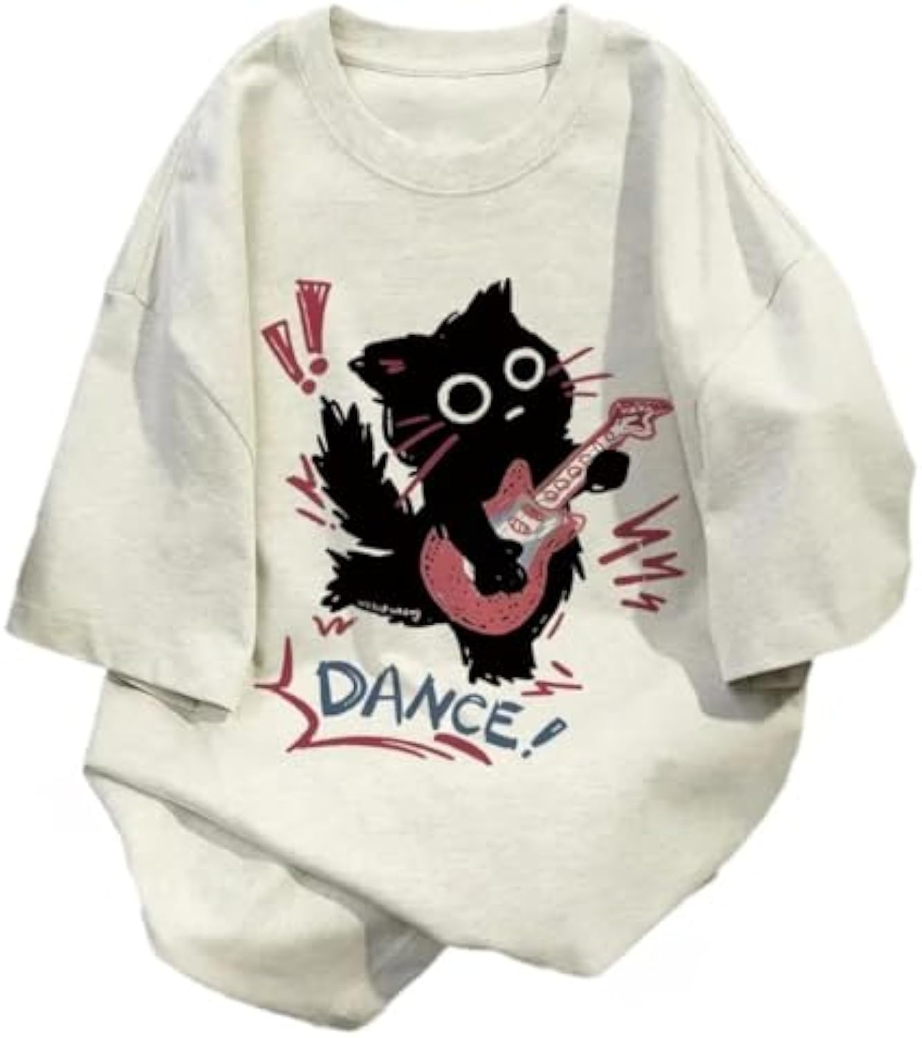 Women Vintage T-Shirt Y2K Cat Graphic Harajuku Tee Tops Summer Emo Grunge Oversized Streetwear Preppy Gothtic Clothes