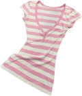 Y2k Grunge Striped Shirts Women Teen Girls Fitted Emo Goth Top 2000s Clothing Vintage Tees Streetwear