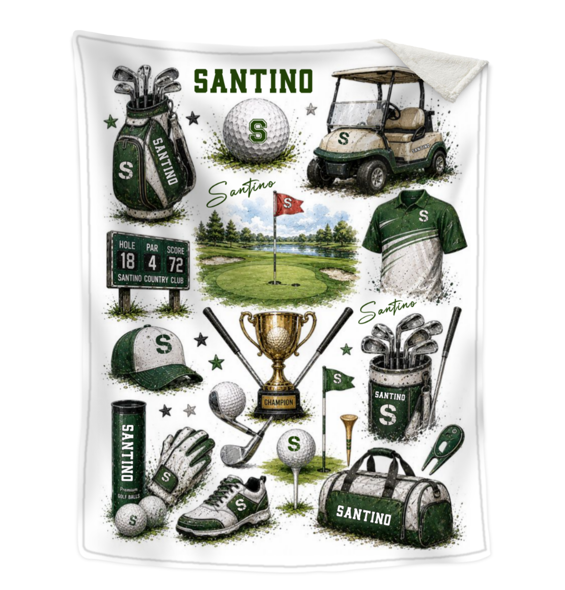 Custom Golf Blanket, Golfer Gift, Custom Golf Cart Blanket for Boy, Golf Course Nursery Decor, Kids Toddler Blanket