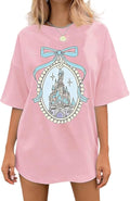 Magic Kingdom Shirts for Women Castle Graphic Print T-Shirt Family Holiday Vacation Short Sleeve Oversized Tee Top
