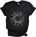 Womens Sun Moon Star Print Funny T shirt Punk Rock Graphic Tees