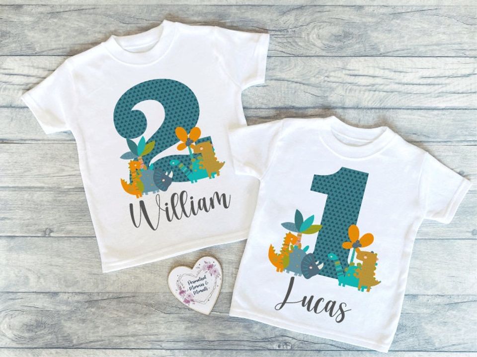 Personalised Dino Themed Birthday T-shirt