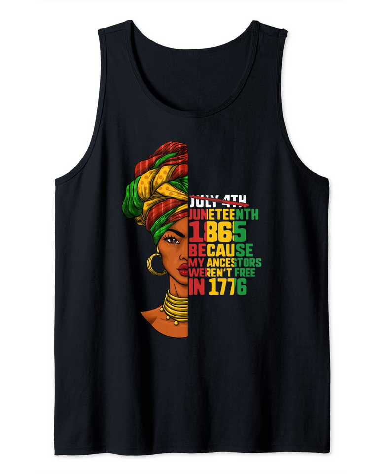juneteenth flag blM Afro Women June 19 1865 African American Tank Top