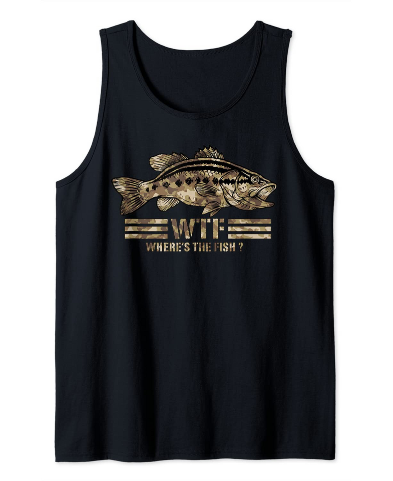 WTF Bass Fishing Camo  Where's The Fish Tank Top