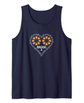 Brood X Cicada Singing Song Music Notes Heart Shape Mandala Tank Top