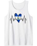 Salvadoran Flag Heartbeat EKG Heart Tank Top