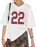 Jersey Shirts Oversized Graphic Tees Y2k for Women Number V Neck Baggy T Shirts Grunge Coquette Clothes Streetwear