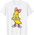 Cute Banana Coquette Bow Retro Banana Girls Kids Women T-Shirt