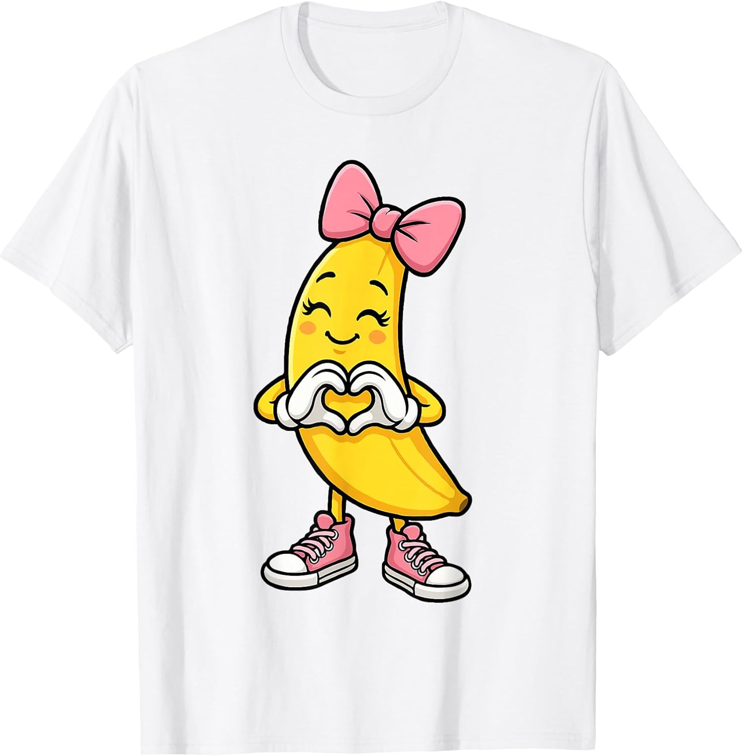 Cute Banana Coquette Bow Retro Banana Girls Kids Women T-Shirt