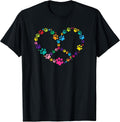 Dog Paw Print Heart Peace Sign Dog Lovers Men Women Girls Kids T-Shirt