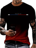Men's Letter Print Short Sleeve T Shirt Round Neck Summer Casual Tee Tops