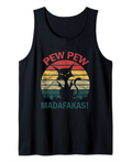 Funny Black Crazy Cat Pew Pew Madafakas Tank Top
