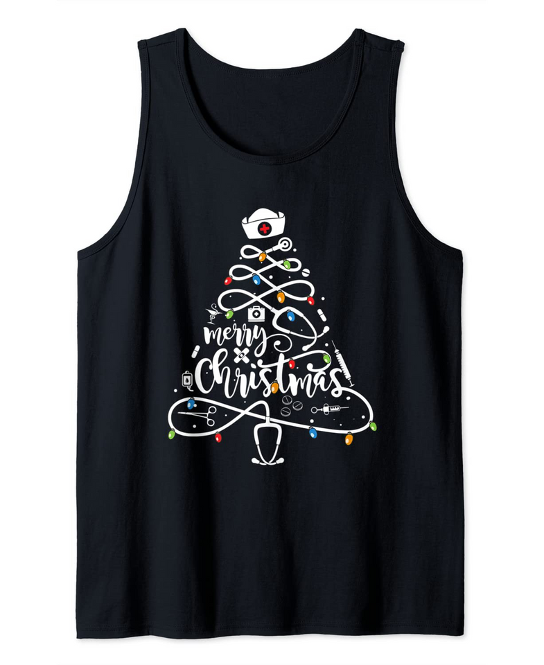 Merry Christmas Tree Lights Pajamas Tank Top