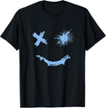 Blue Grunge Smile Blue Color Graphic T-Shirt
