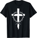 Christian Cross Punk Art Style Crown of Thorns Jesus Christ T-Shirt