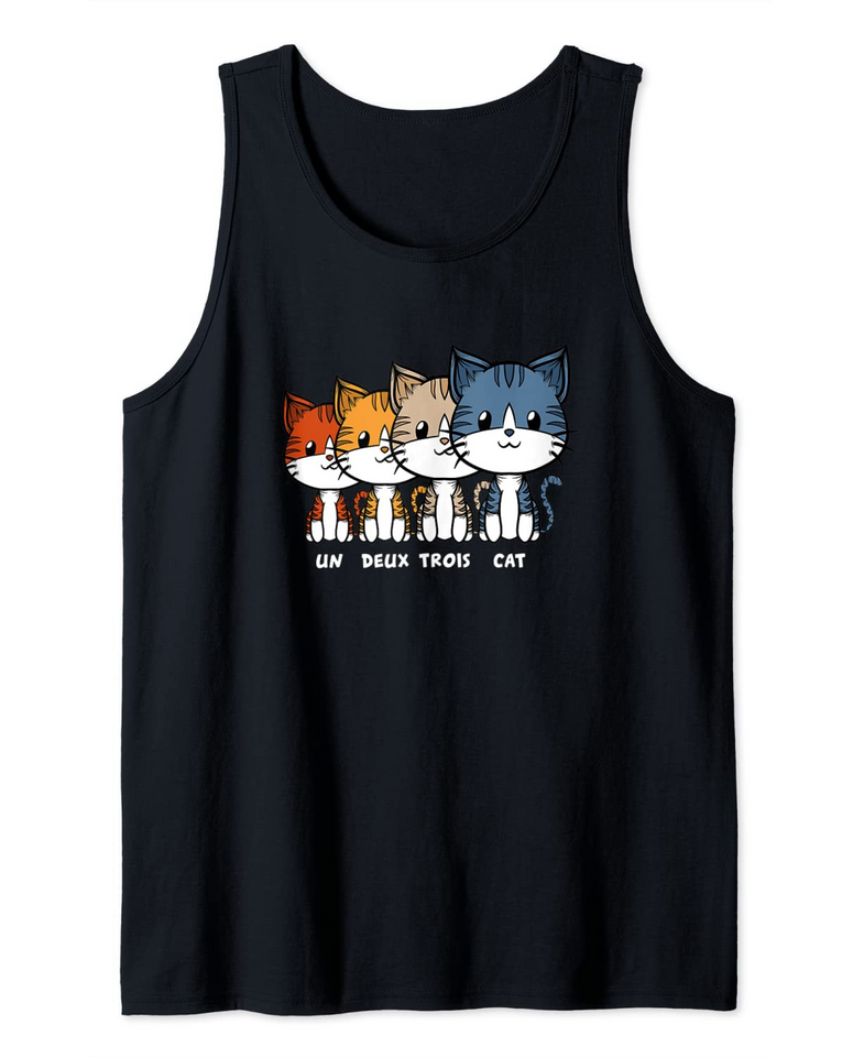 Vintage Kitten French Un Deux Trois Cat Tank Top
