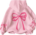 Girl's Bow Graphic Cute Y2K Hoodies Long Sleeve Hooded Sweatshirts Fall Pullovers Tops
