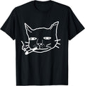 Smoking Cat with Cigarette - Cat Lovers T-Shirt for Men Women