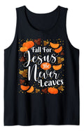 Fall For God He Never Leaves Christian Faith Jesus Tank Top