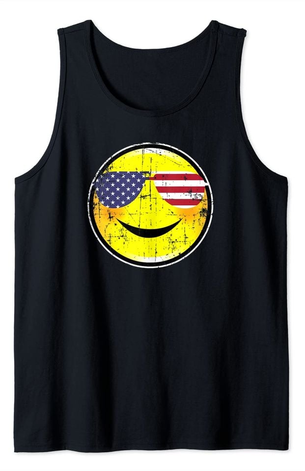 Vintage Patriotic Smile Face Tank Top