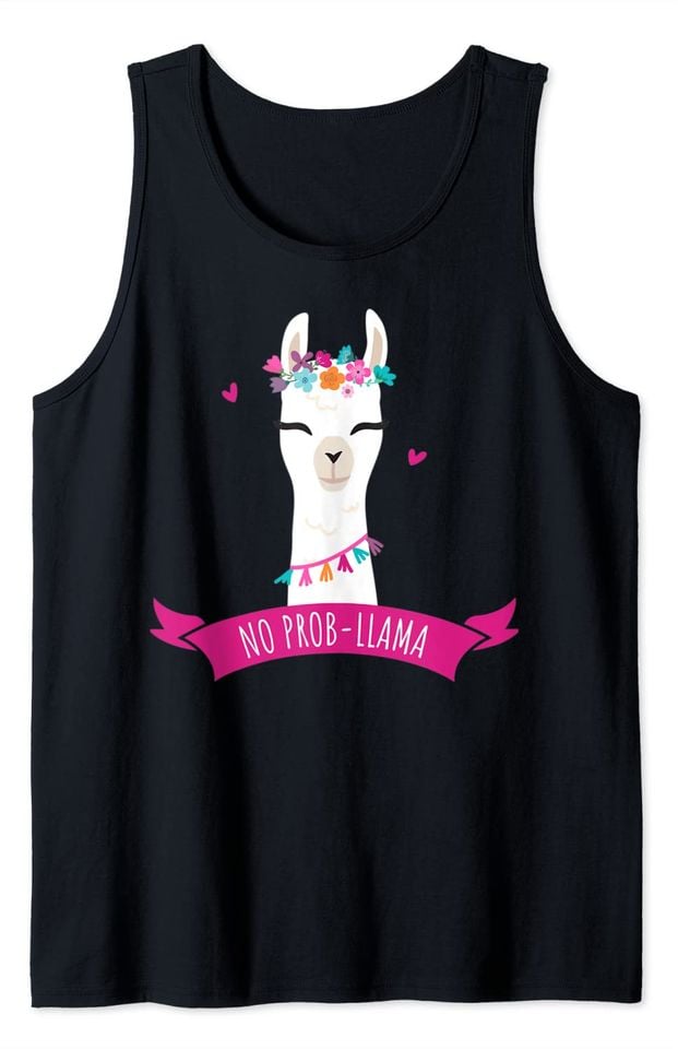 No Probllama Tank Top Gift Funny No Prob-Llama Animal Lover