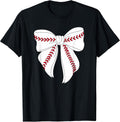 Cute Baseball Coquette Bow for Women Girls Baseball Mom Mama T-Shirt
